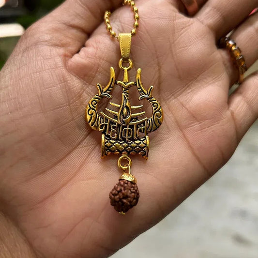 Shiva Trishul Damaru Necklace – Spiritual Protection Pendant