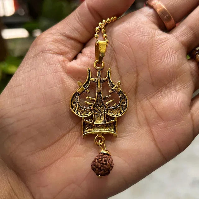 Shiva Trishul Damaru Necklace – Spiritual Protection Pendant