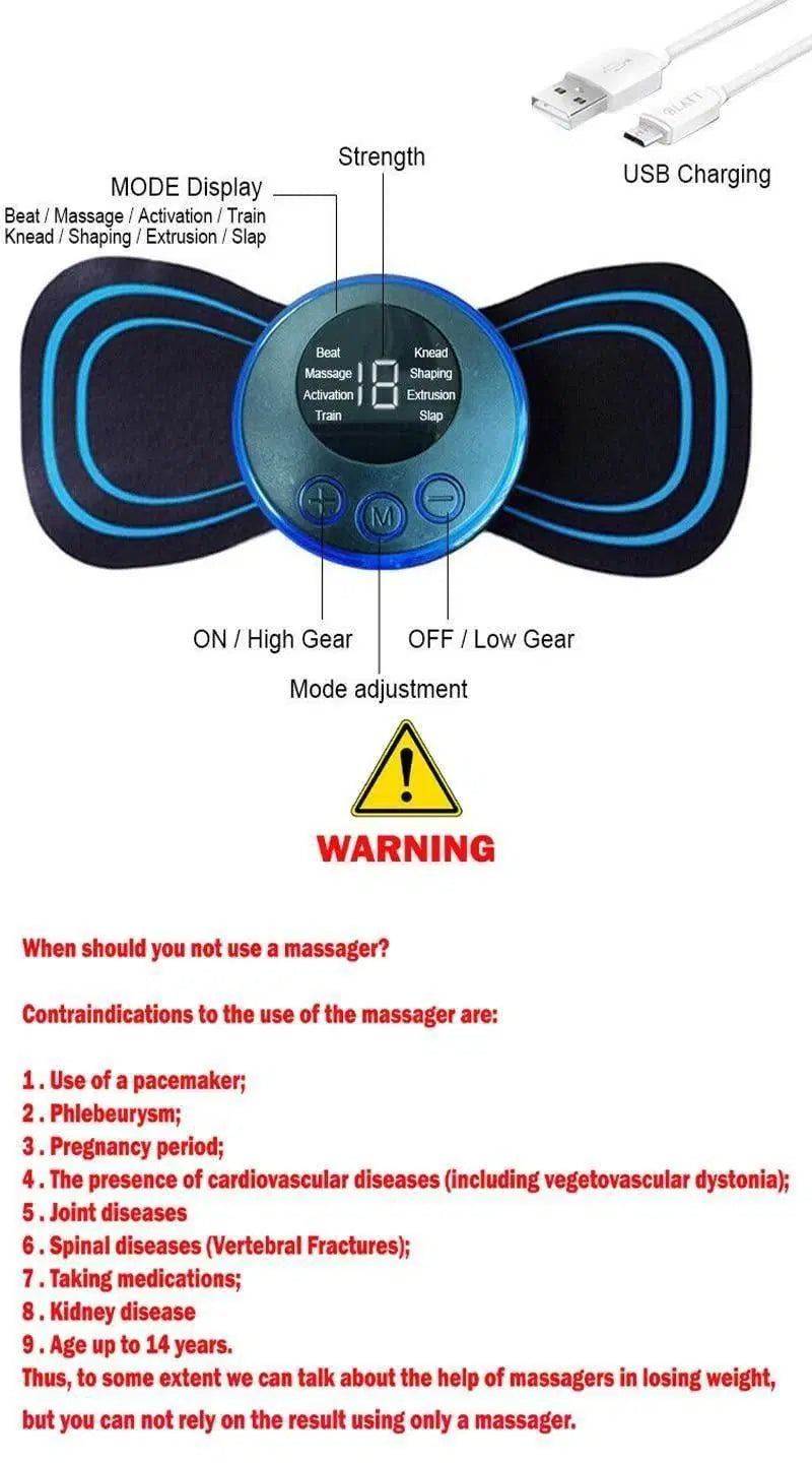 8-Mode Electric Body Massager – 19 Intensity Levels (Rechargeable)