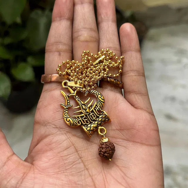 Shiva Trishul Damaru Necklace – Spiritual Protection Pendant